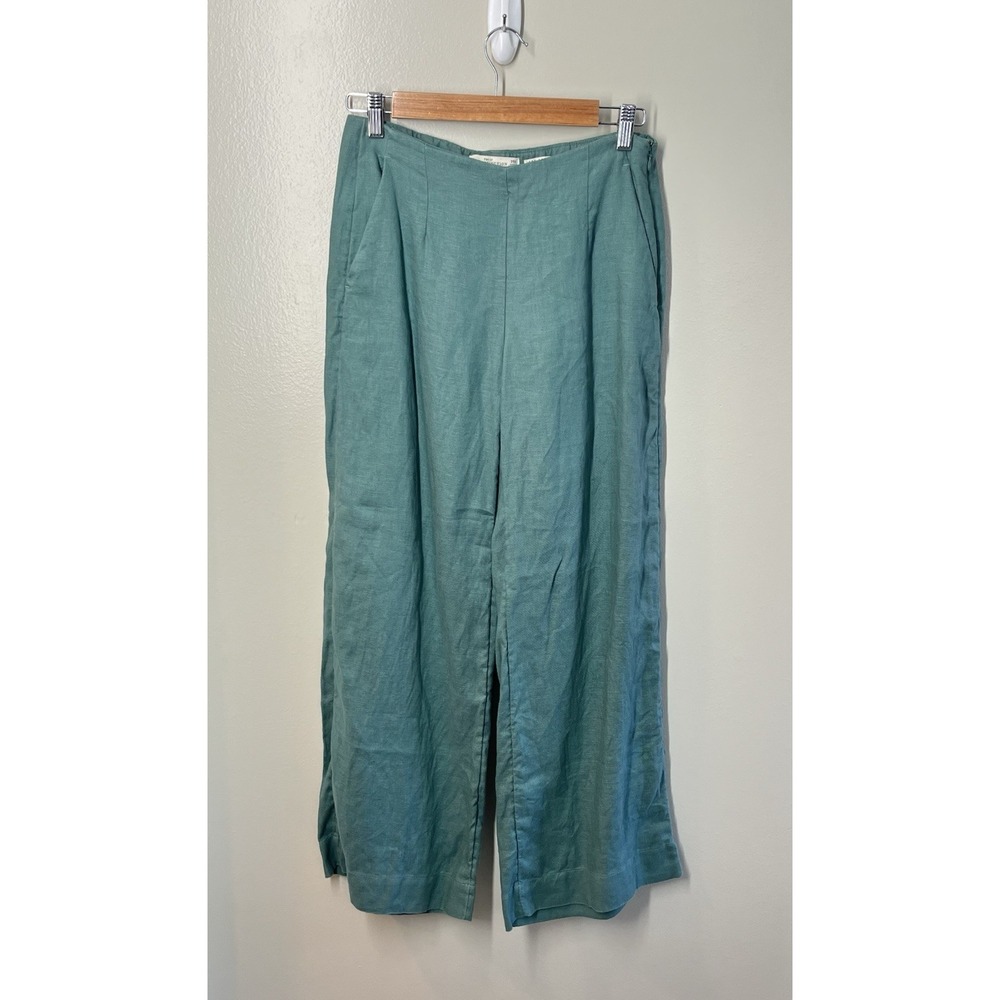 ABERCROMBIE & FITCH LINEN COLLECTION 100% Linen Wide Leg Pants Pockets